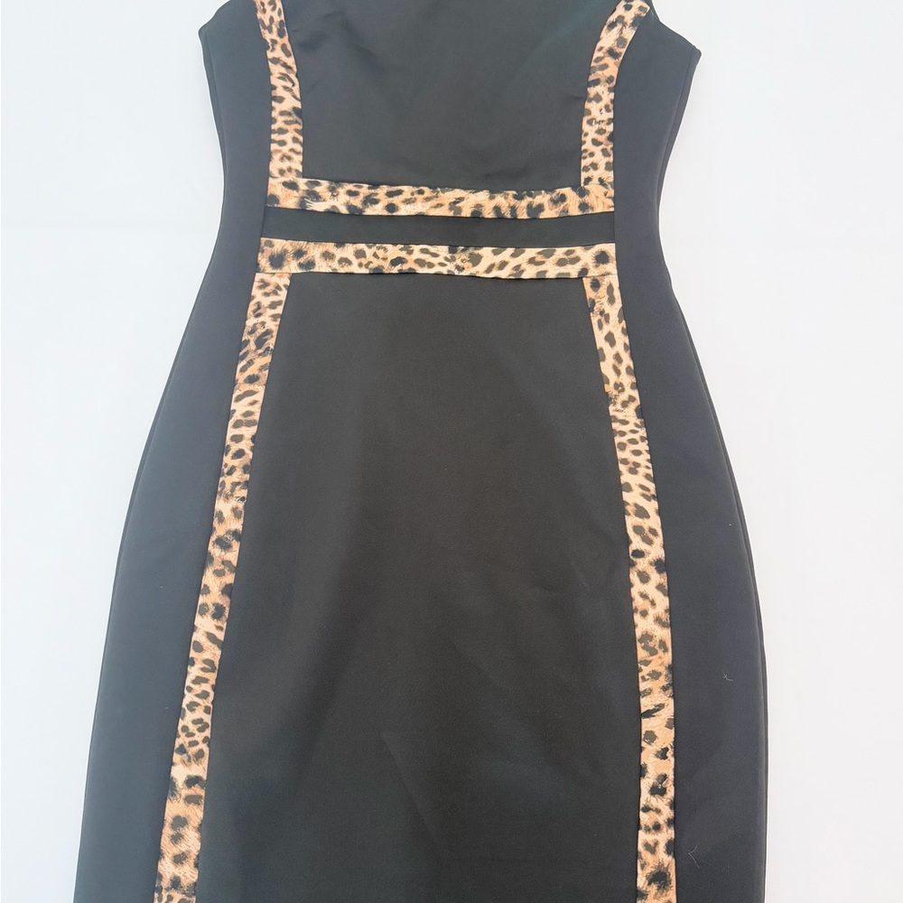 Calvin Klein Black Dress with Leopard Print